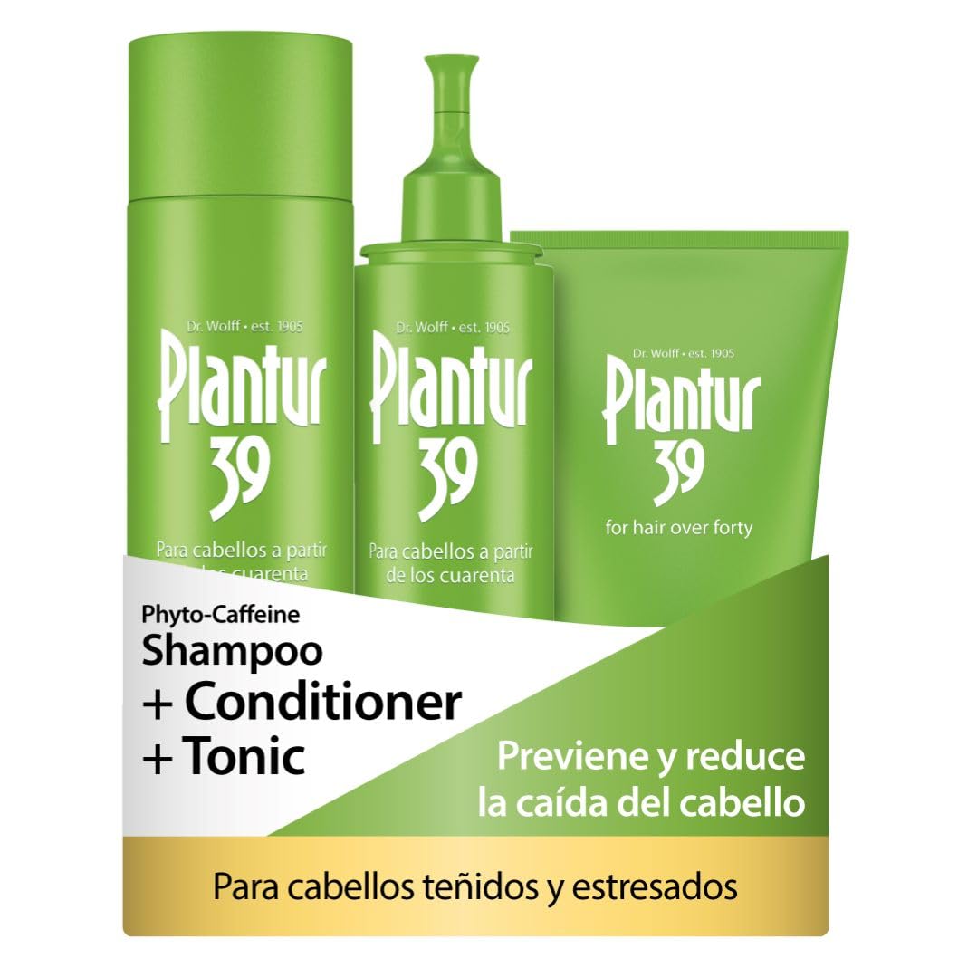 Plantur 39 Caffeine Shampoo Conditioner and Tonic | 250ml, 150ml, 200ml | Previene y Reduce la Caída del Cabello | Cabello Coloreado y Estresado | Fórmula Única que Favorece el Crecimiento del Cabello