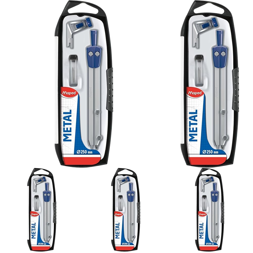 Maped M197512 - Zirkelkasten Start, 3-teilig, grau (Packung mit 5)
