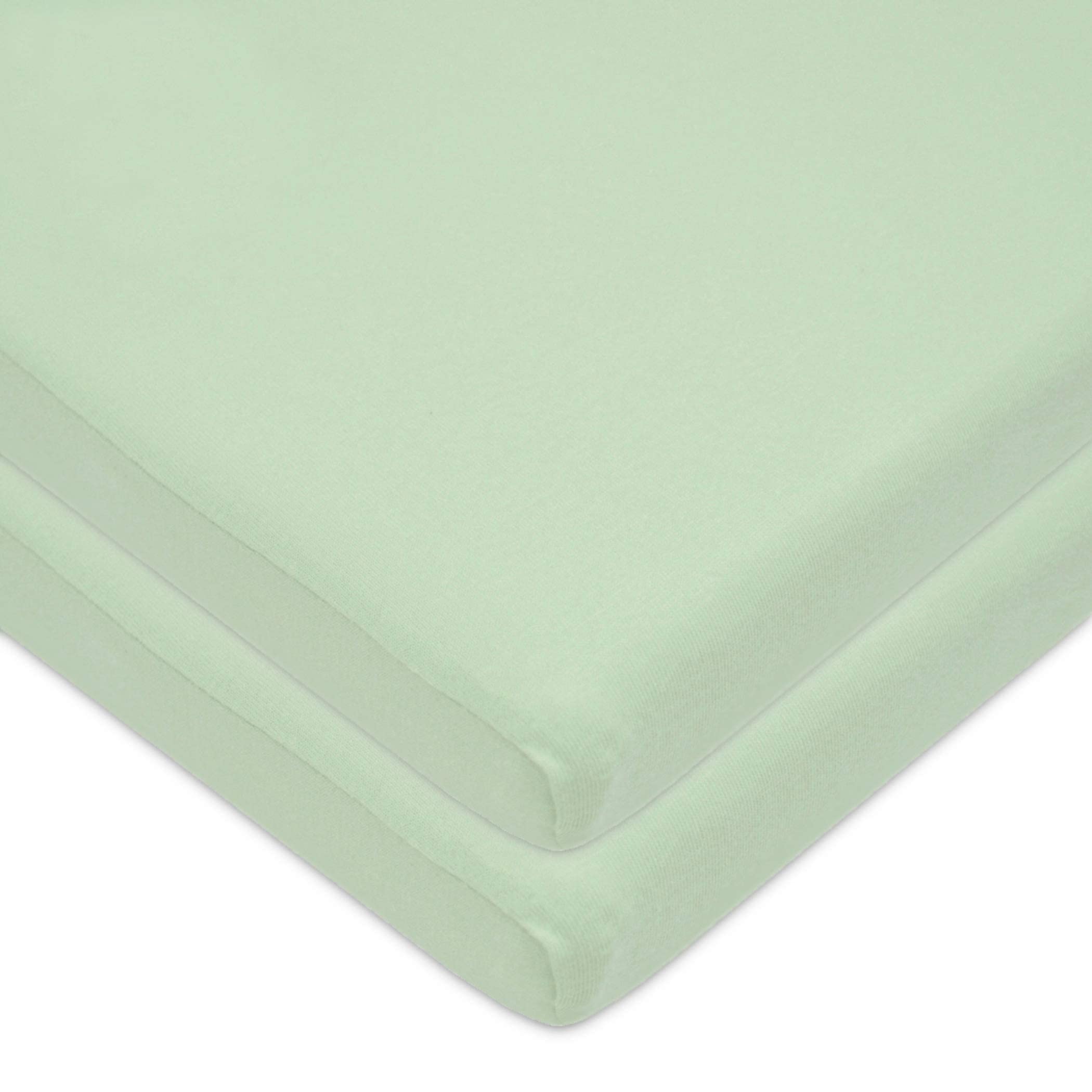 American Baby Company Paquete de 2 sábanas bajeras de Punto 100% algodón de 18 x 36 Pulgadas, Compatible con moisés Mika Micky, apio, Suave y Transpirable, para niños y niñas