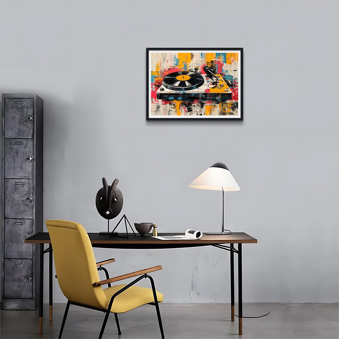 Novatique Tela incorniciata, decorazione da parete musicale, decorazione da parete in vinile, album musicale, decorazione da parete retrò, pronta da appendere, per camera da letto e ufficio, 30,5 x