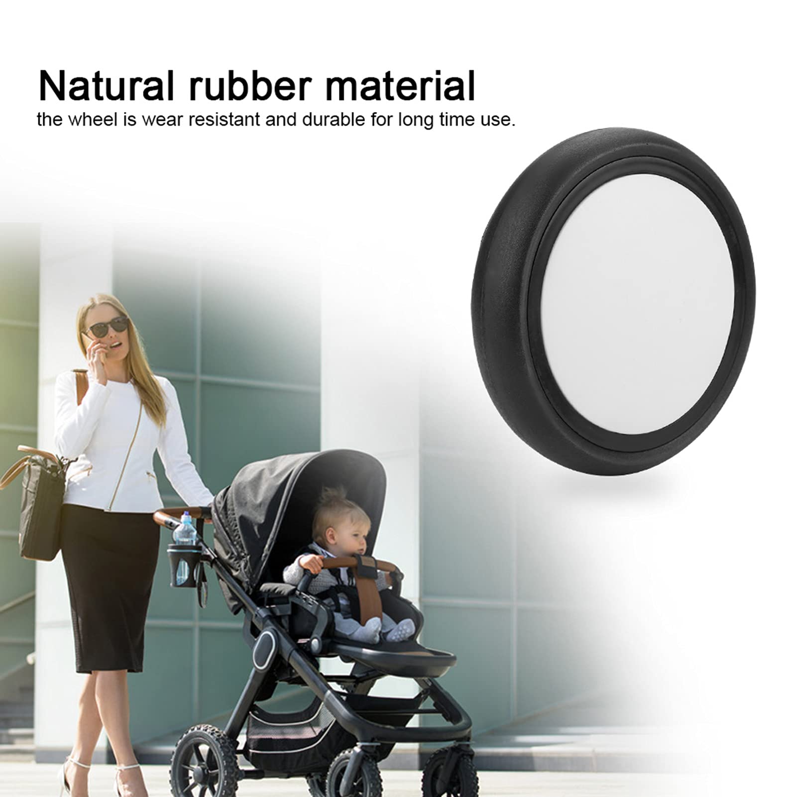 Shanrya Accessoire de Roue de Poussette, Roue de Poussette résistante à l'usure pour Chbaby pour Yoyo pour Yoya pour Kiddopotamus(Une Paire de Roues arrière, 12)