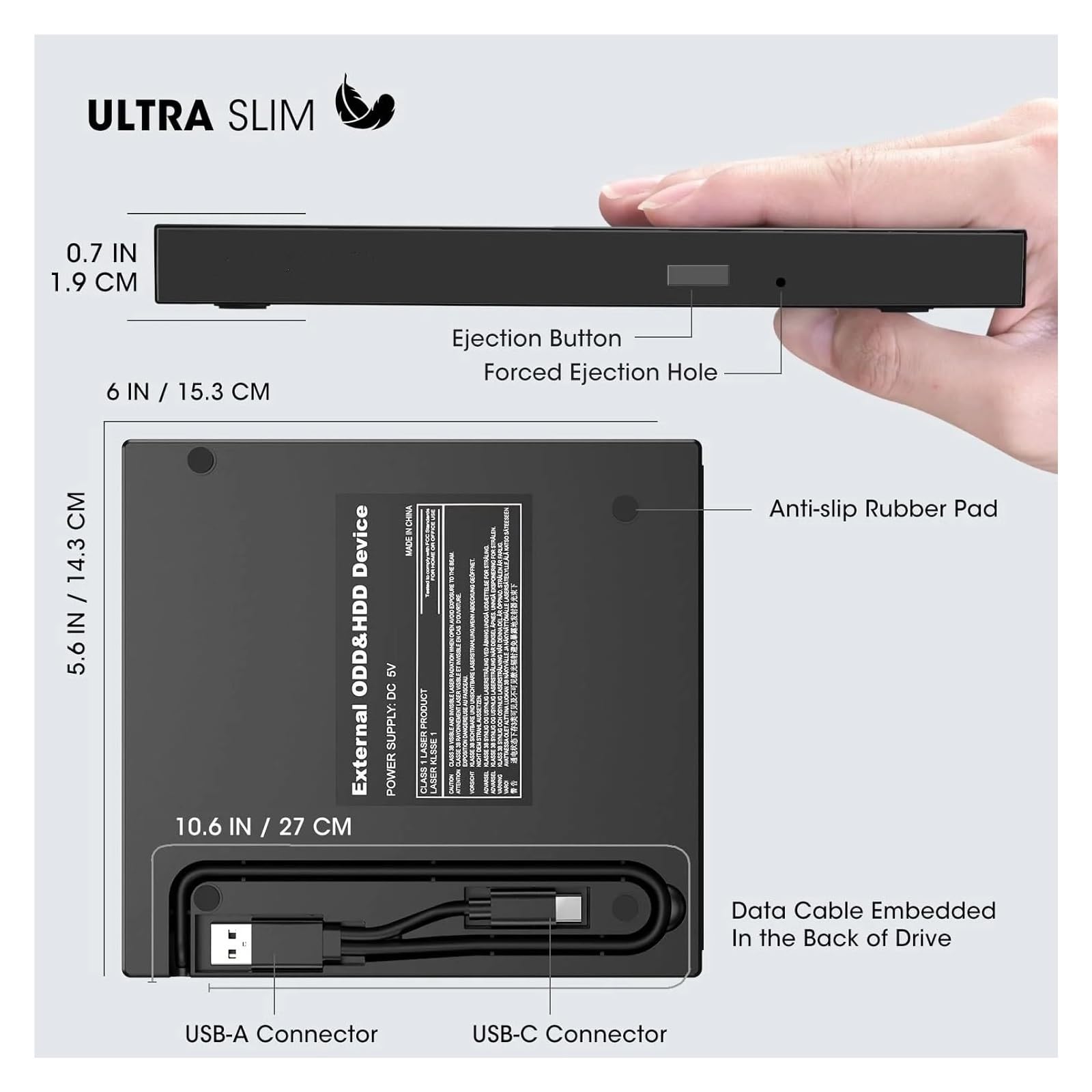 Zewnętrzny Napęd DVD/CD Do Laptopa Z Torbą 7 W 1 USB 3.0 Ultracienki Przenośny Odtwarzacz I Nagrywarka DVD/CD/VCD Wyczyść Proces Odtwarzania