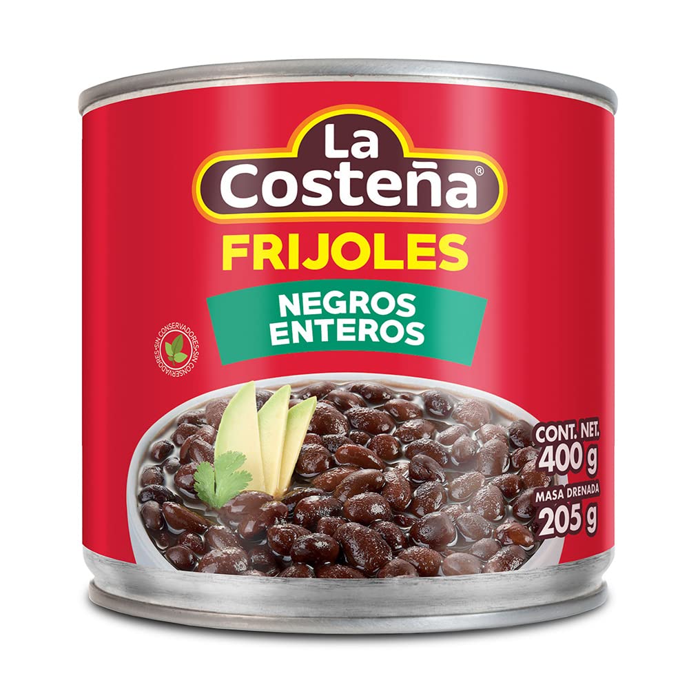 La Costena Black Whole Beans 400g / Canned Black Beans, Mexican Frijoles, Tinned Food, Rich and Flavourful Cooked Beans