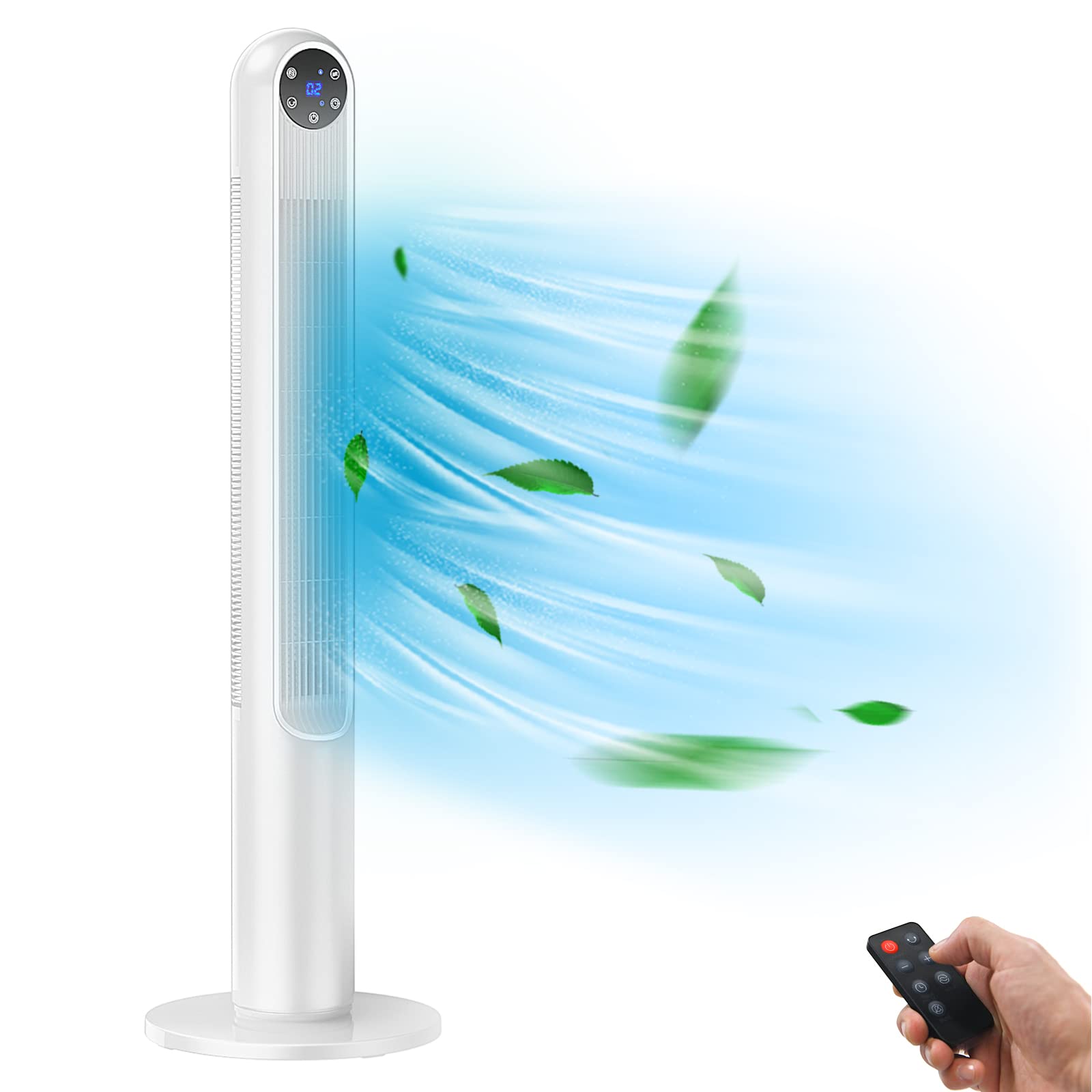 Tangkula 42-Inch Tower Fan with Remote Control 80 Oscillating Standing Fan w LED Display 12H Timer 3 Wind