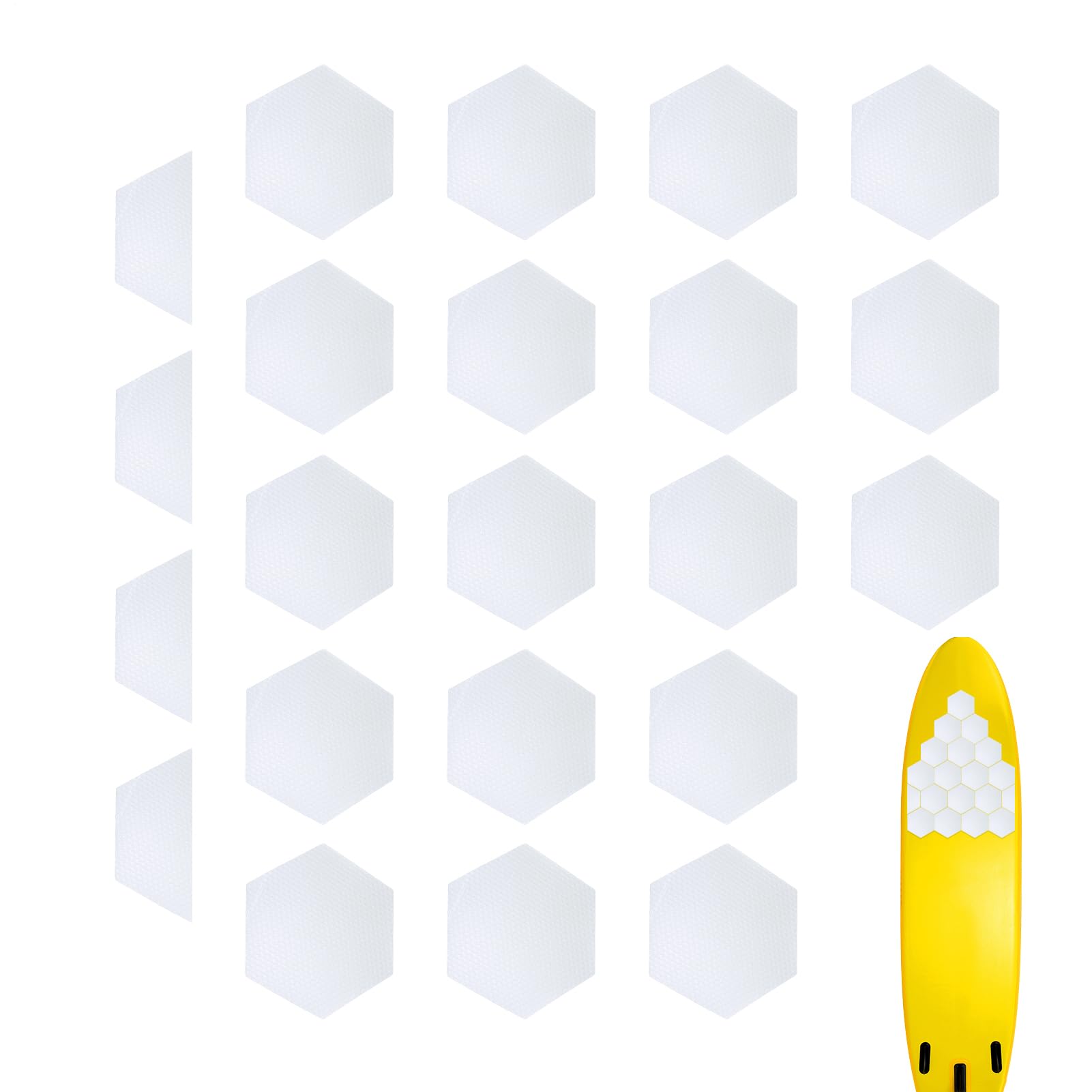 Alfombrilla de tracción hexagonal antideslizante para tabla de surf, 22 piezas | Almohadillas antideslizantes para tabla de surf, skimboard, kiteboards, deportes acuáticos, hombres y mujeres