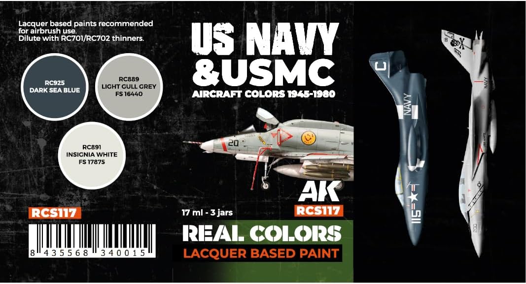 AK Interactive AK Real Colors Set RCS117 US Navy & USMC Aircraft Colors 1945-1980 (3x17ml) image 2
