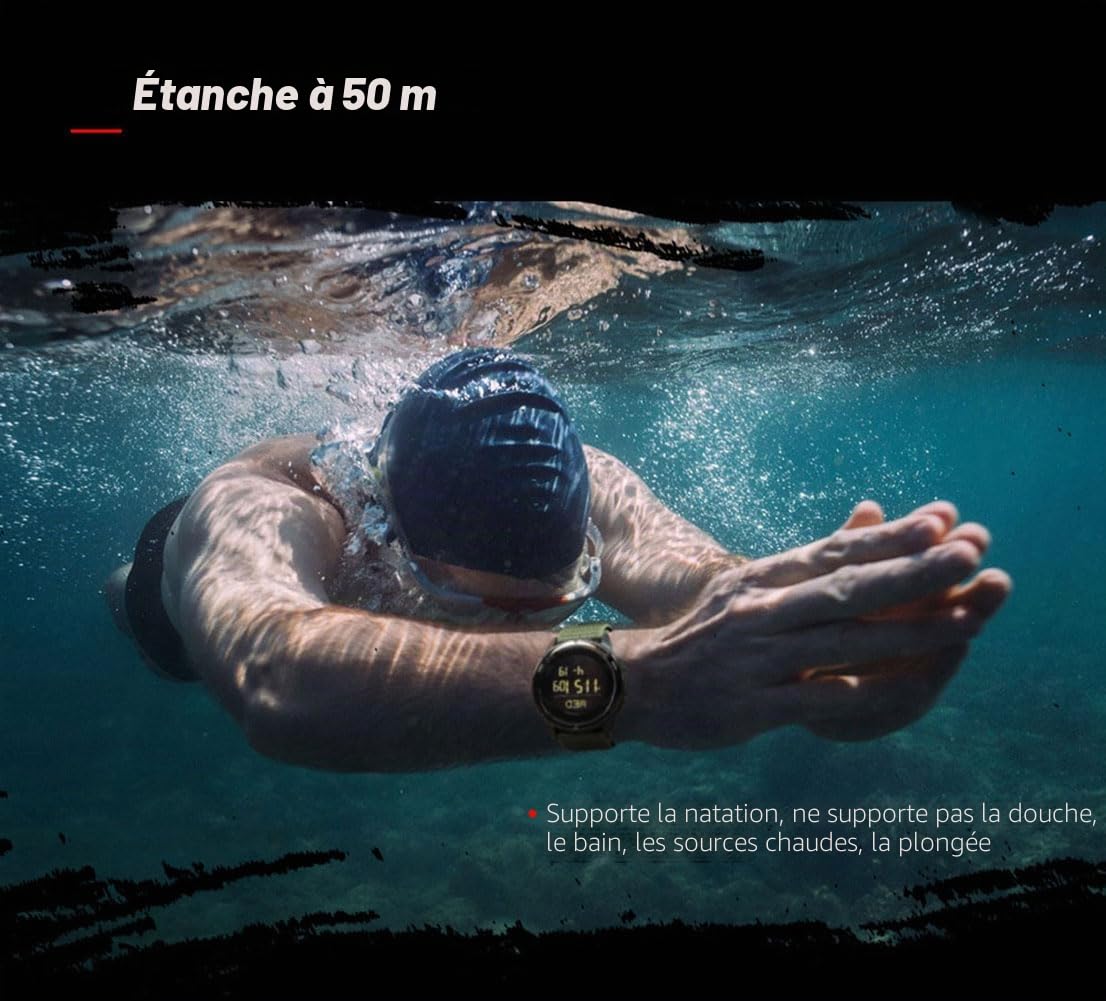 Montre Digitale d'extérieur pour Hommes avec boîtier en Fibre de Carbone Rétro-éclairage par LED Montre Tactique étanche à 50M Montres Militaires Boussole Montre-Bracelet