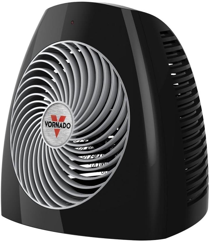VornadoMVH Space Heater 3 Heat Settings Adjustable Thermostat Tip-Over Protection Auto Safety Shut-Off System Indoor Use Whole Room Black