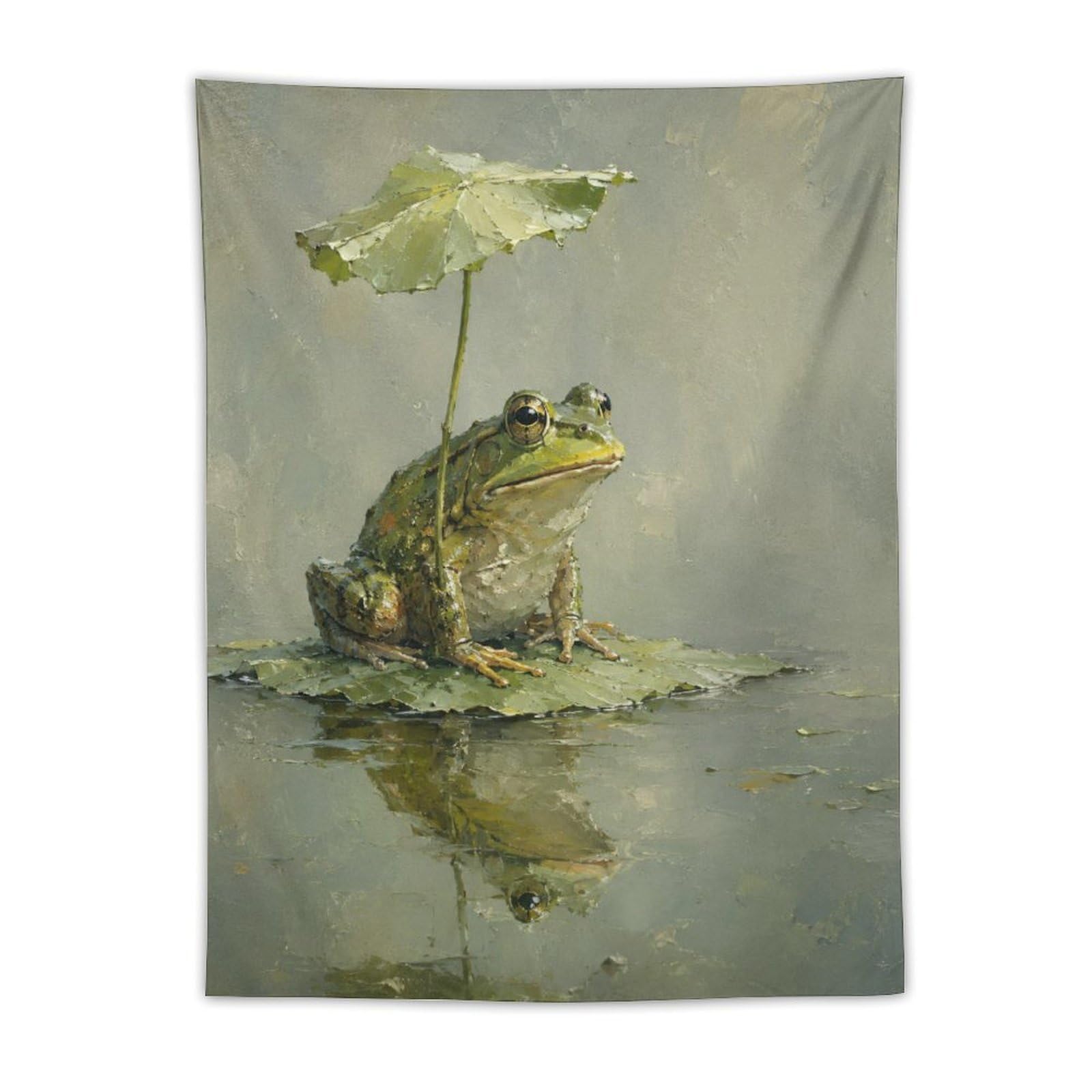 H3B8U2Y5 Frog Lotus Umbrella Wall Tapestry, Ukiyo-e, College Dorm