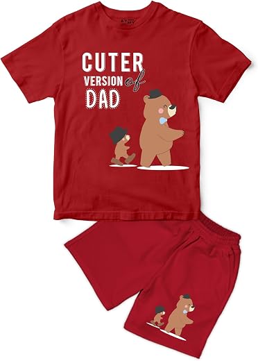 AYMY Boys Girls Cord Clothing set Tshirt &amp; Shorts, Cuter Version Of Dad Printed Design Half Sleeves CO-ORD(Tshirt and Shor...