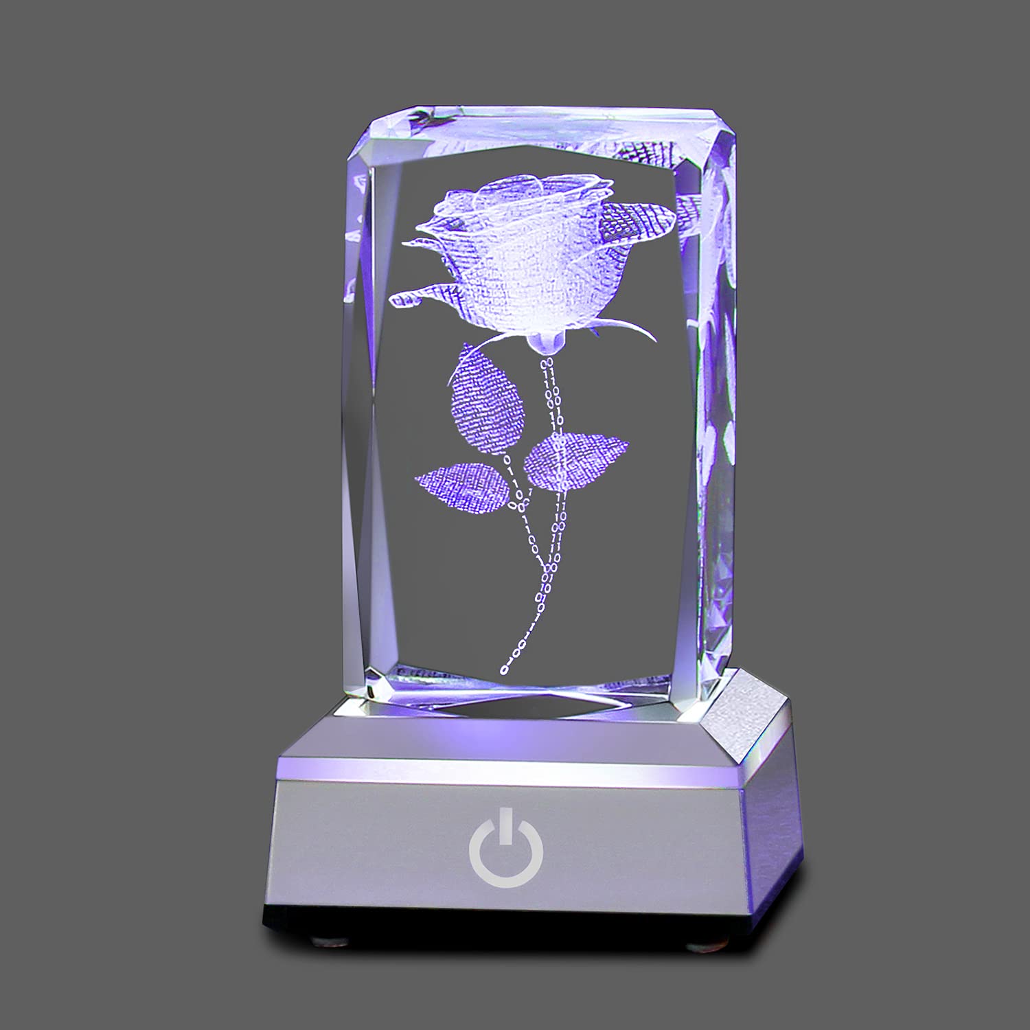 TLGS 3D Crystal Gift Code Rose with LED Colourful Light Touch Base, Birthday Gifts for Girlfriend Wife Mom Women Her, Valentines Christmas Thanksgiving Anniversary Mother's Day Gift Ideas