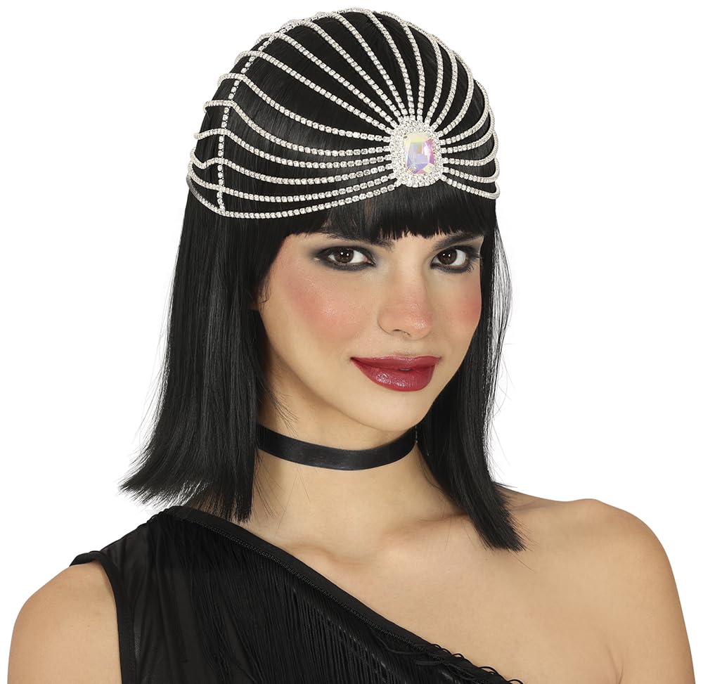 FIESTAS GUIRCA | Precious Stone Headdress - Fancy Dress Accessory for Princesses and 1920s - Ideal for Parties and Carnival - Adult Women - Silver