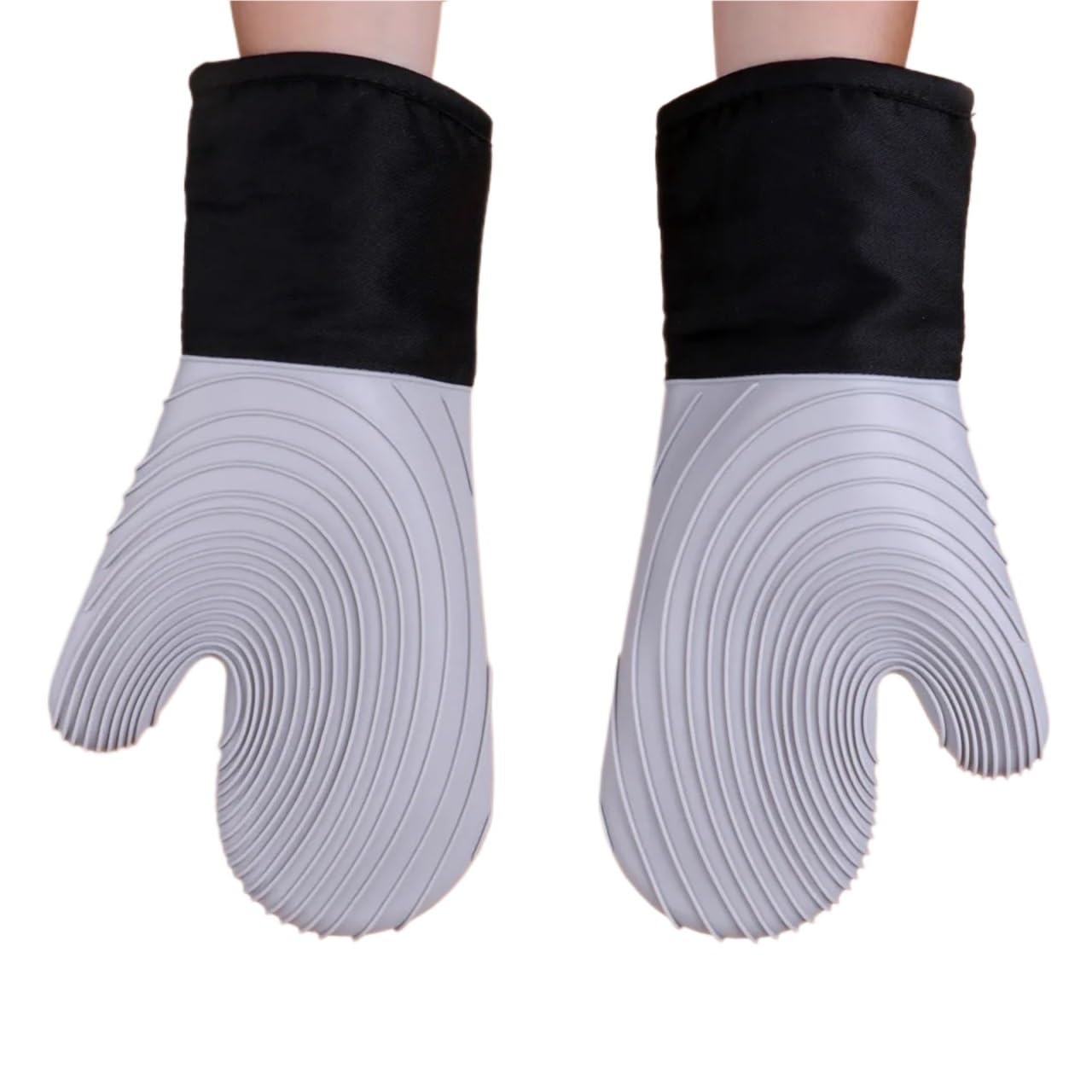 Silicone Insulated Gloves for Microwave Oven, Heat-resistant Kitchen, Thick Baking(Grey)