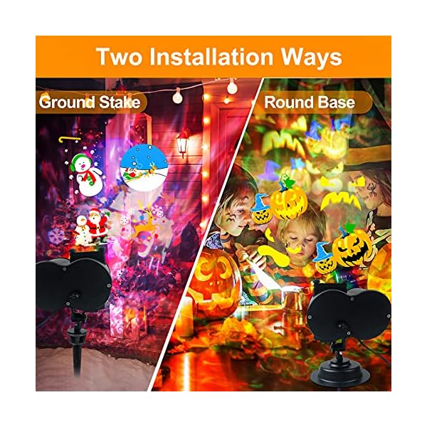Weihnachten LED Projektorlampe,YINAMA 18 Folien Muster mit Halloween Wasserdicht Projektorlampe mit Fernbedienung 2-in-1… – Bild 5