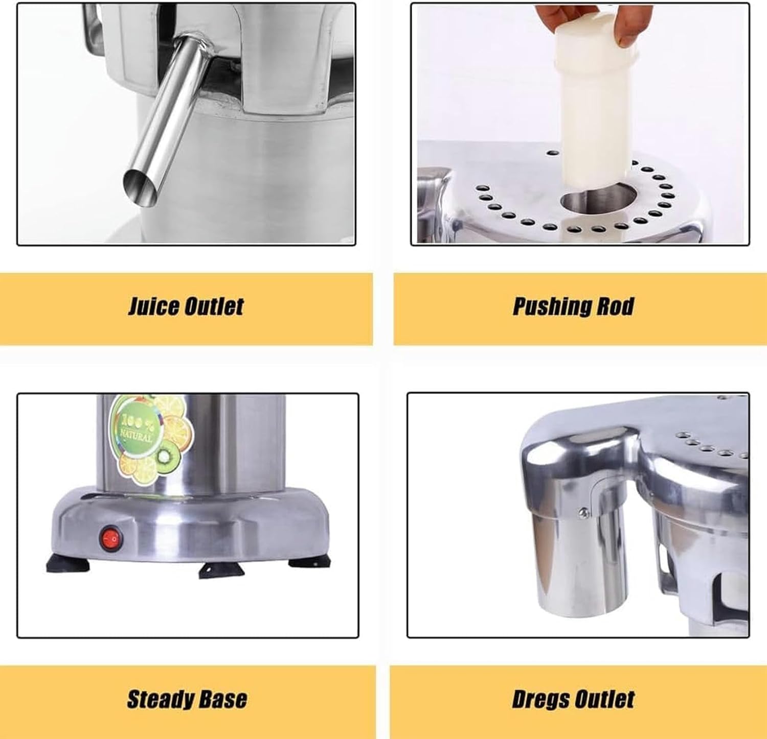 Commercial Citrus Juicer – Heavy Duty Cold Press Centrifugal Juicer Machine for Juice Shop, Restaurant, Hotel – 370W, 4300r/Min – Stainless Steel Juice Extractor