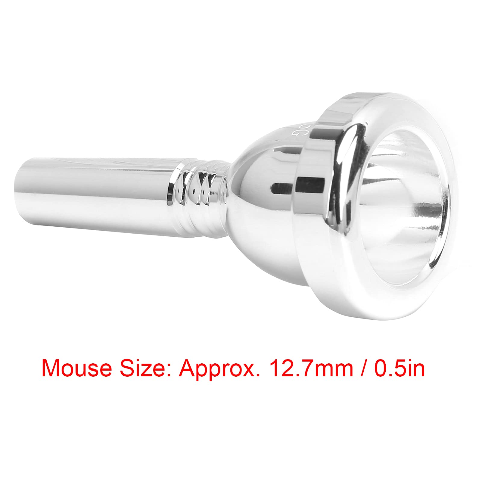 Euphonium Mouthpiece 5G, 12.7mm Large Shank Plated Mouthpiece for Trombone Baritone & Brass Instrument Players (Silver) - Image 2