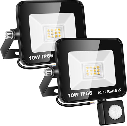 Willpower 2 unids LED Floodlight 10W 1000lm LED luces de seguridad al aire libre con sensor de movimiento LED luz de trabajo IP66 impermeable PIR
