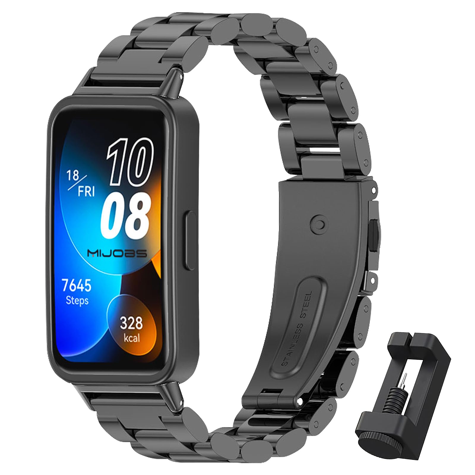 Correa de Metal Compatible con Huawei Band 8 & 9 & 10 Correas de Acero Inoxidable Pulsera de Repuesto para Relojes Inteligentes