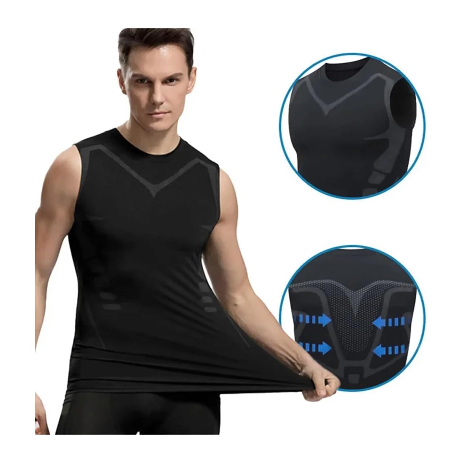 Tops Moldeadores Para Hombre Chaleco moldeador for hombre, chaleco adelgazante, moldeador de cuerpo, camisetas de compresión, camiseta sin mangas, Control de barriga, camisas de Fitness de secado rápi