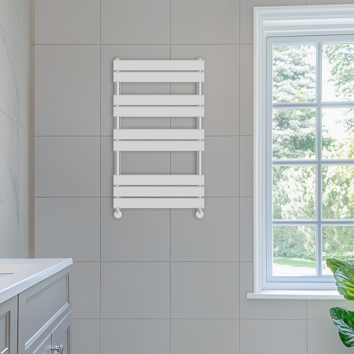 Nrg Chrome 1000X600 Flat Panel Heated Towel Rail Bathroom Rad Radiator