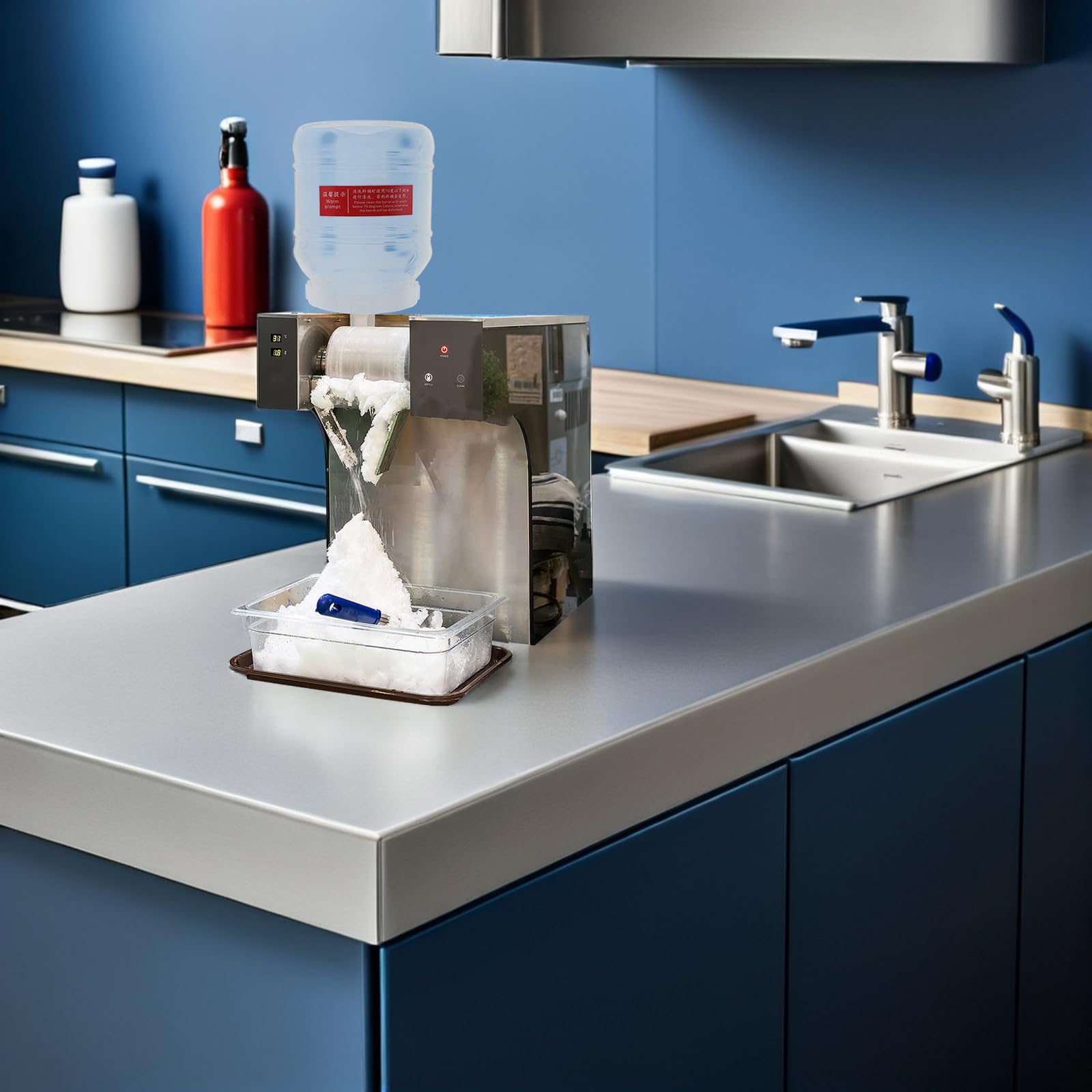 Veemoon 1 Set Wasserbehälter für Schneeeismaschine: Kunststoff-Eisbehälter – 3-Liter-Behälter mit großem Fassungsvermögen, Zubehör für Restaurants und Bars, Schneeflockenmaschine