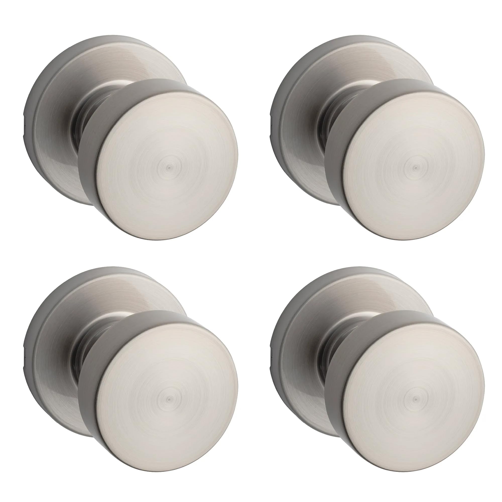 Kwikset Pismo Interior Round Passage Door Knob, Handle for Closet and Hallway Doors, Non-Locking Doorknob, Satin Nickel