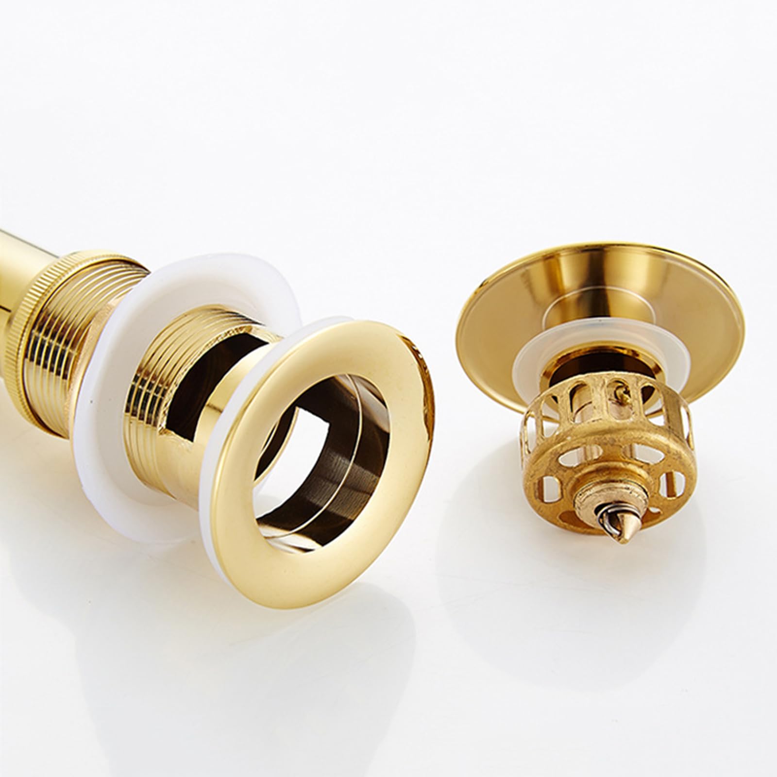 DesagüE Lavabo Con Rebosadero Desagüe Lavabo Baño Tapon Lavabo Universal G1 1/4“ VáLvula Para Lavabo Clic Clac Todo Cobre,oro,hay Agujeros