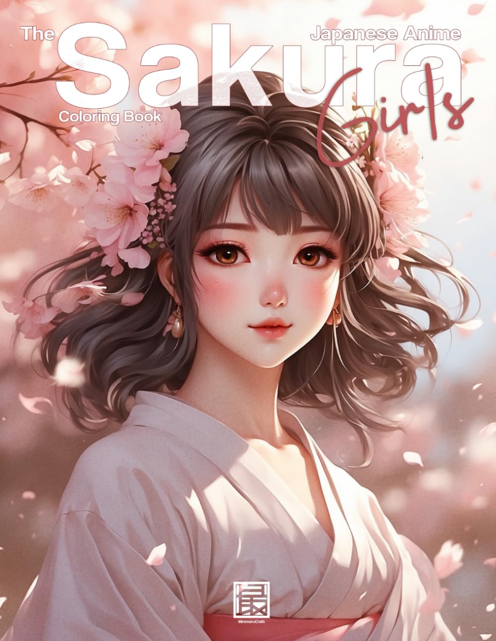 The Sakura Japanese Anime Girls Coloring Book: 50 Kawaii Anime Sakura Girls with Japanese Anime Phrases for Adults Women Teens Relaxation and Stress Relief