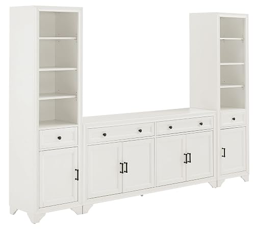 Crosley Furniture Tara 3-Piece Entertainment Center with TV Stand, Bookshelves,