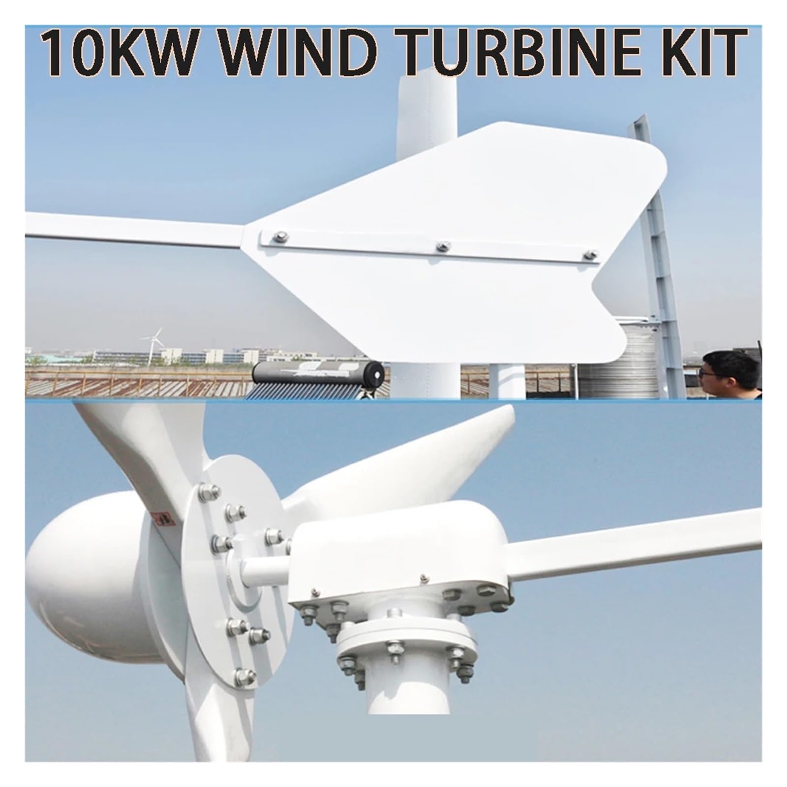 Turbina Eolica Generatore eolico orizzontale da 10KW 10000W 96V 48V 24V Energia libera dinamo magnetica mulino a ad alta potenza for terreni agricoli domestici(48V)