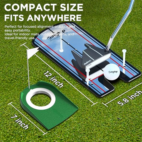 KINGTOP Golf Putting Mirror - Alignment Putting Training Aids for Consistency & Accuracy - Ideal for Indoor | Outdoor Practice, with Carry Bag and Golf Tees - Image 3