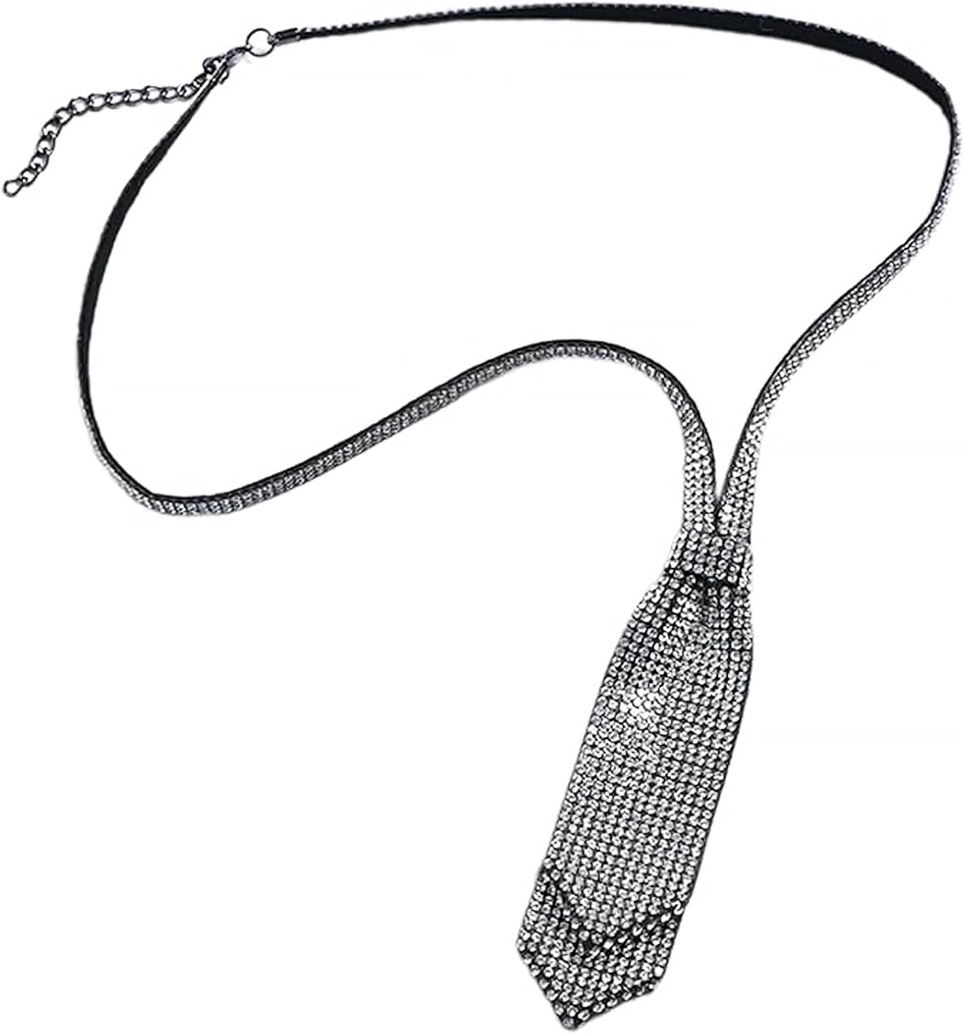 Women's Sparkling Rhinestone Necktie - Double Layer Glitter Crystal Short Tie for Dresses & Shirts, Party Costume Accessory