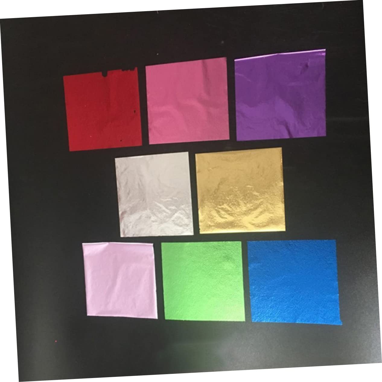 IWOWHERO 400pcs 9x9cm Colored Foil Sheets Imitation Gold Leaf for Crafts Decorations Silver Purple Peach Purple Blue Green Red Rose Red Sheets