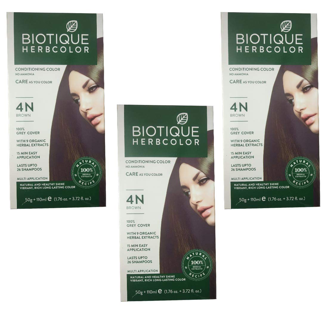 Biotique 3 Herbcolor Conditioning 4N Brown With 9 Organic Herbal Extracts,Natural Ingredients Are- Black Tea+Hibiscus+Shikakai + Calendula + Nilini + Tesu + Bhringraj + Argan Oil + Avocado Oil,1 Count-image-4
