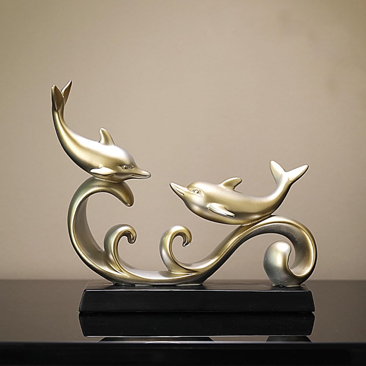 GHKryD statue, Dolphin-Shaped Statues for Abstract Resin Marine Animal Sculpture Ornament for Living Room Bedroom Entryway(Style 2,B)