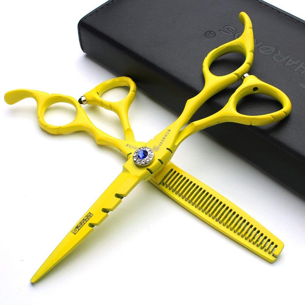 SHARONDS Haarschneideschere set，6 zoll 440C hohe (6 Zoll, 2 Stück-B) | Ergonomische Griffkonstruktion, ermüdungsfreies Arbeiten bei langem Gebrauc
