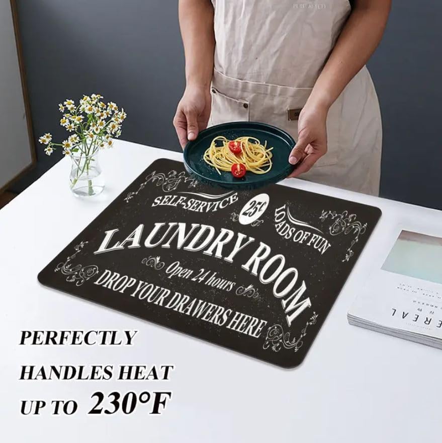 Image of Washing Machine Top Protective Mat,Countertop Absorbent Table Top, Quick-Drying Refrigerator Base, Microwave Oven Protection Pad Laundry and Dryer Covers for Laundry Room and Kitchen (Black)