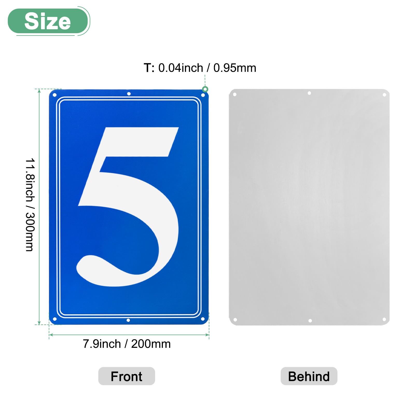M METERXITY Aluminum Number Sign 5, 11.8 Inch House Numbers and Metal Letters, Parking Spot Letter Signs - Image 3