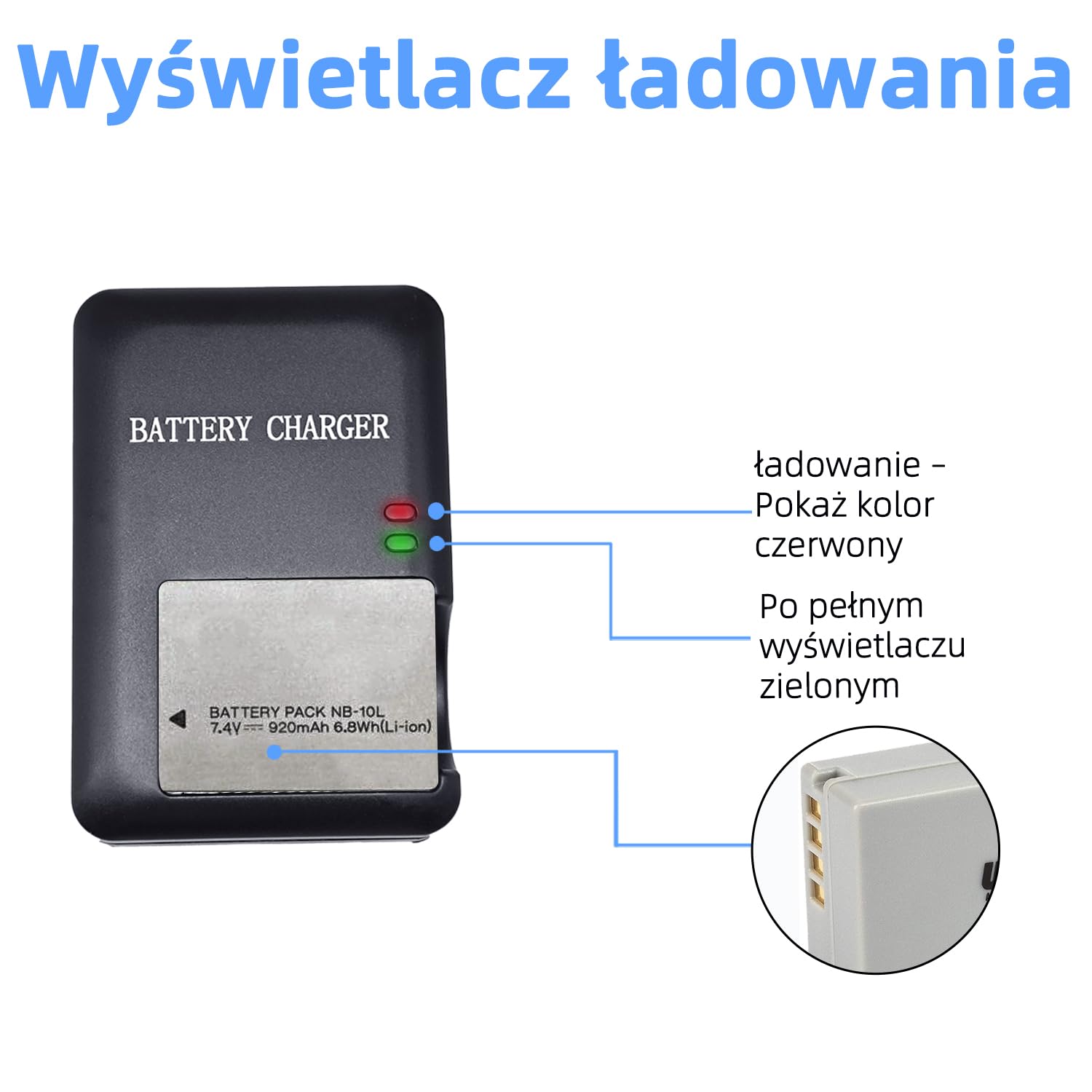 Ładowarka akumulatorów NB-10L kompatybilna z Canon CB-2LC CB-2LCC CB-2LCE PowerShot SX40 HS SX50 HS SX60 HS G1X G3X G15 G16