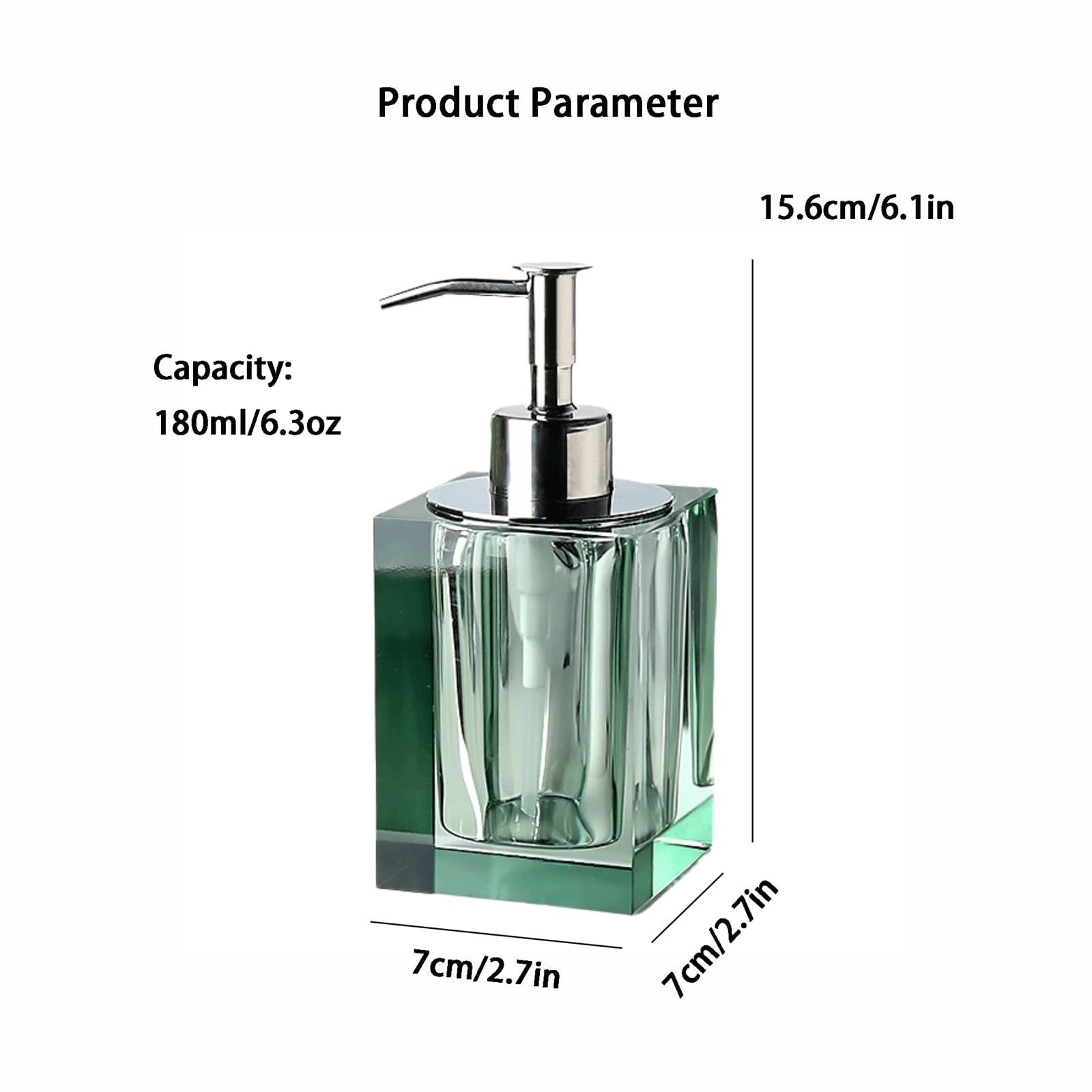 Dispensador de jabón de manos de cristal de lujo, botella de jabón de loción, botella cuadrada vacía, bomba de jabón de gel de ducha transparente, dispensador de jabón de plato de cocina para