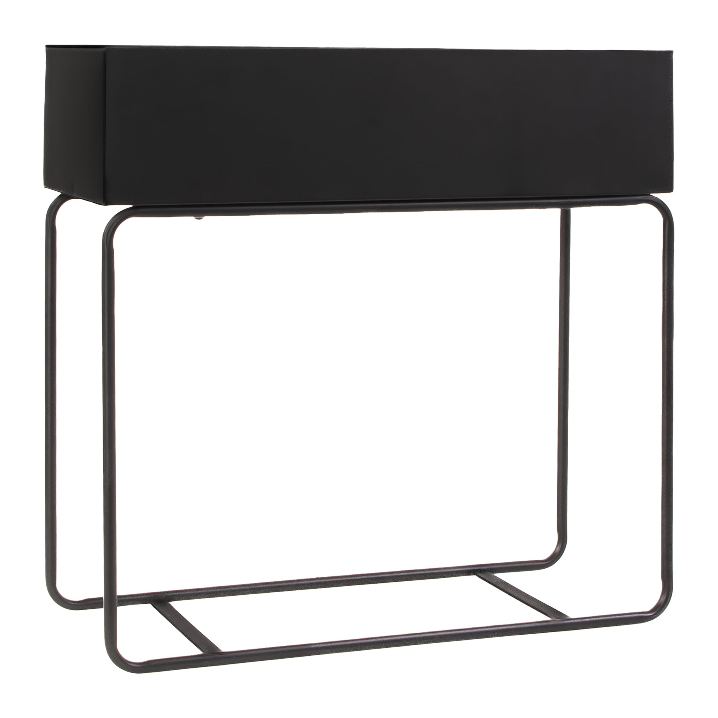 QUVIO Blumenständer Metall, Pflanzkasten Innen Outdoor, Blumentopf Ständer, Pflanzkübel Balkon Terrasse, Blumenkasten Metall, Pflanzkübel Schwarz, Pflanzenbestand, 25 x 60 x 60 cm