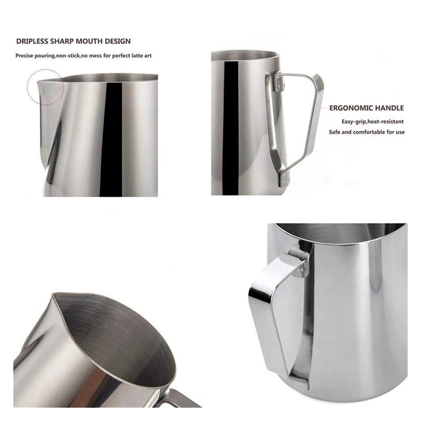 Jarra de espuma for leche 350/600/900ml, jarra café acero inoxidable, Latte Espresso, capuchino(600ml)