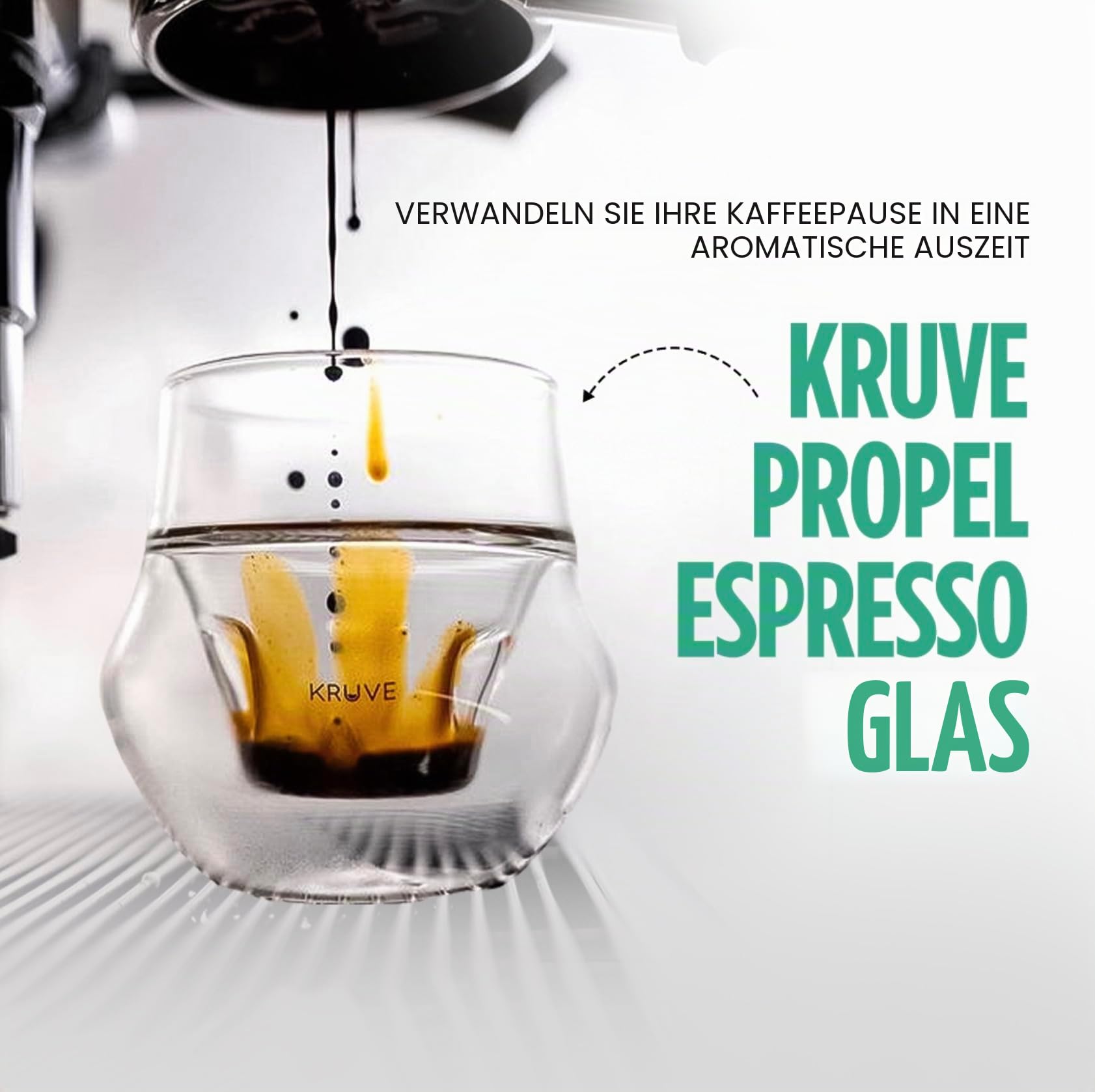 KRUVE Propel Espresso-Tassen, handgefertigte doppelwandige Glaskaffeetassen, klar 2,5 oz, wissenschaftliches Design für besser schmeckenden Kaffee (Set aus zwei) - einzigartige Glaskaffeetassen
