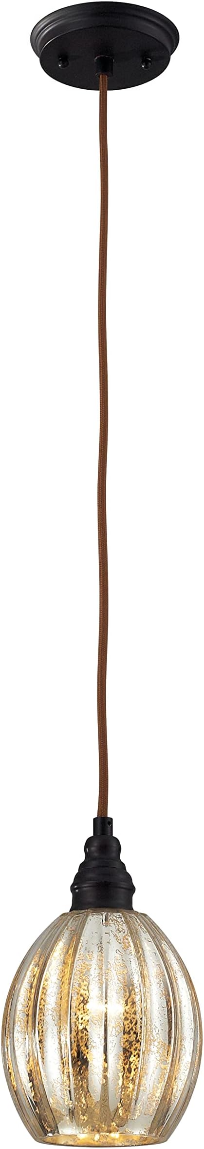 Danica Mini Pendant - 1-Light in Oiled Bronze Finish, with Silver Mercury Glass, Transitional Style