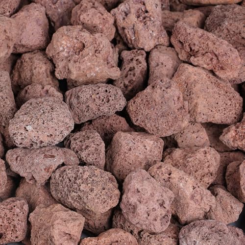Rahato 10lbs Lava Rocks for Fire Pit 1/2-2 Red Lava Rocks for Gas Fireplace Lava Stone for Fire Tables Garden Landscaping Decoration Indoor and Outdoor Use