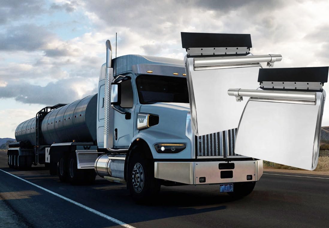 Pair 24" x 27" Stainless Steel Quarter Fenders for Semi Trucks Fenders with Mounting Hardware