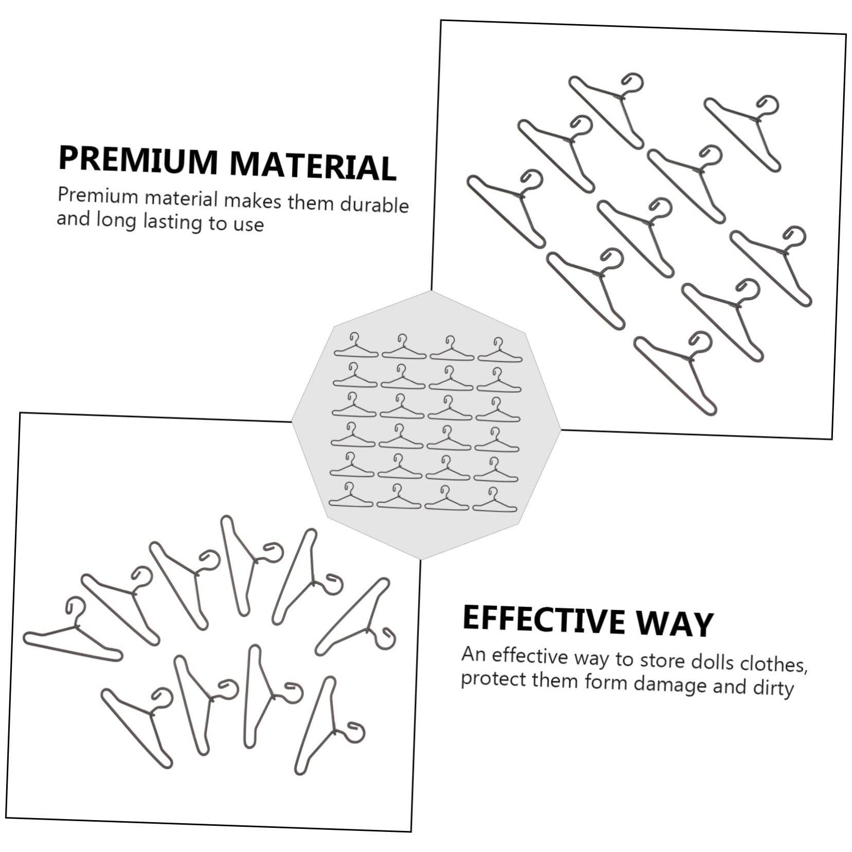 HEMOTON Mini Hanger 50pcs Metal Mini Hangers Doll Coat Holder Practical for Boys and Girls' Room