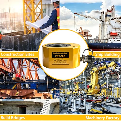 Image of Jooptoolwook 50T Multi-Section Low Profile Hydraulic Ram Jack, 2.59 inch Stroke Portable Mini Hydraulic Lifting Cylinder for Machinery, Bridge & Construction Industry