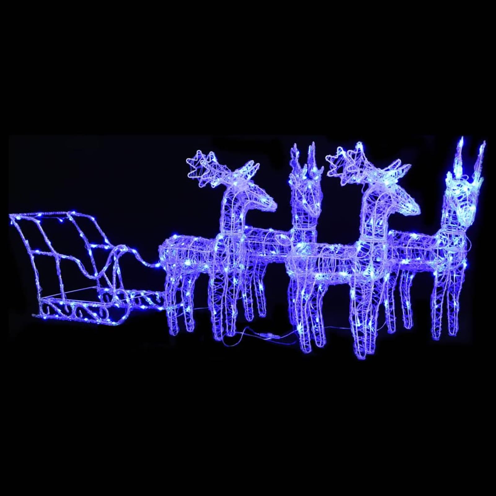 Decoración navideña Renos y Trineo acrílico 280x28x55 cm, Decoracion Navidad Exterior, Figura Luz Navidad - 328530