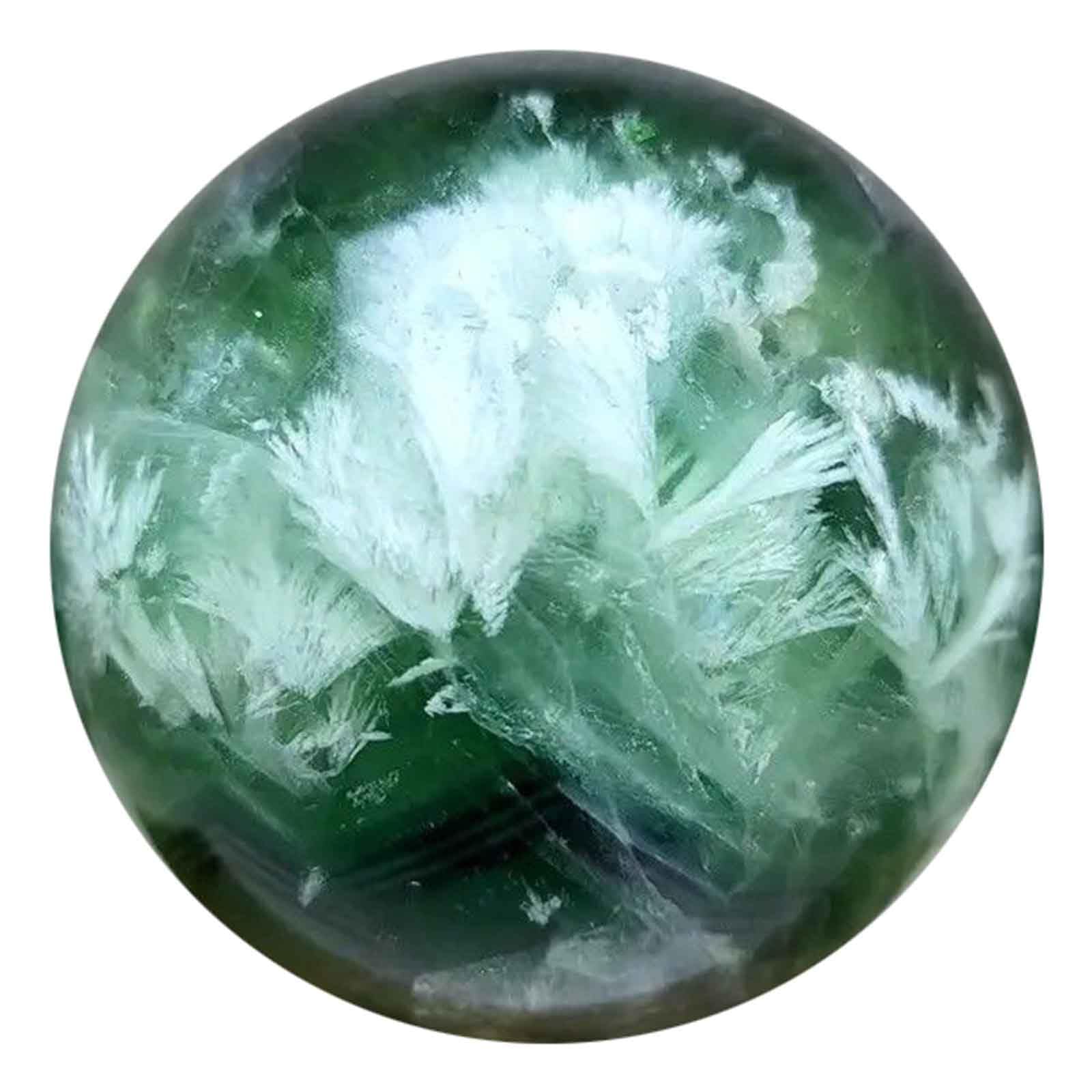 DFrywdgSEY crystal ball, Natural Feather Fluorite Crystal Ball, for Meditation, Scrying Mirror, Feng Shui, Hand-Made(2.76in(7cm))